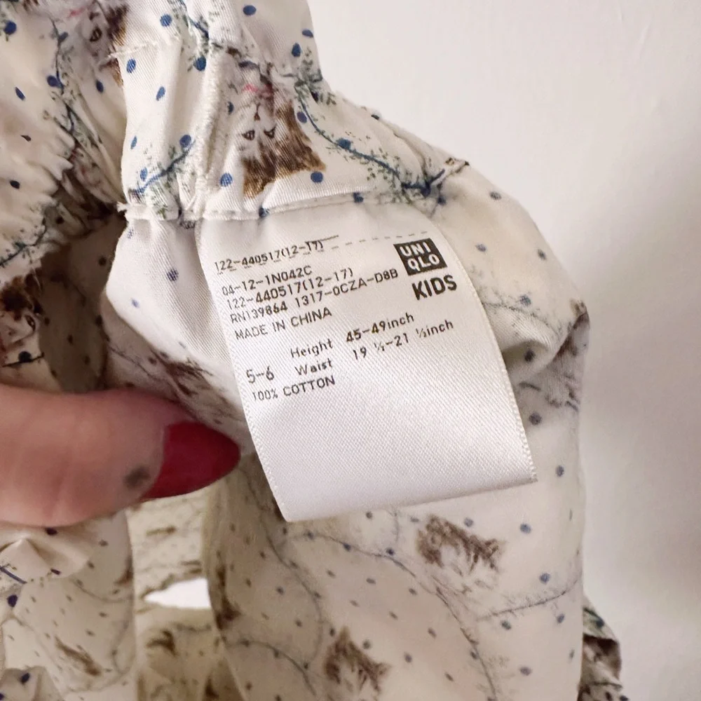 Paul & Joe For Uniqlo Kids Boxer Shorts Cats White Blue Pajamas